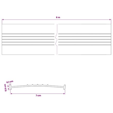 Garage Deurafsluiting Zwart 70 x 6 mm 6 m PVC 8