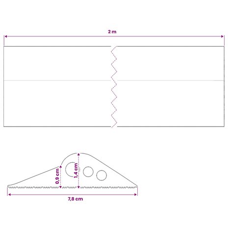 Drempelprofiel voor garagedeur Zwart 78 x 14 mm 2 m EPDM-rubber 8
