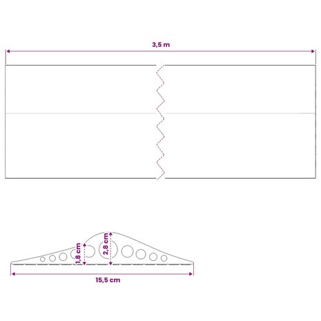 Drempelprofiel voor garagedeur 155 x 28 mm 3,5 m EPDM-rubber 8