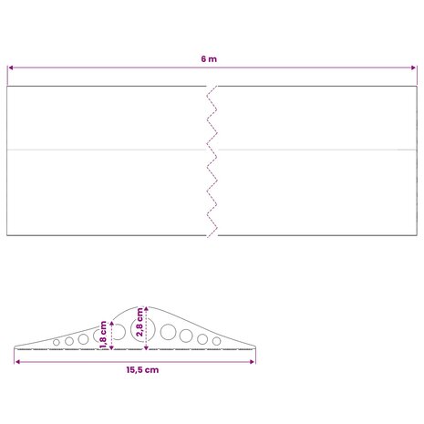 Drempelprofiel voor garagedeur 155 x 28 mm 6 m EPDM-rubber 8
