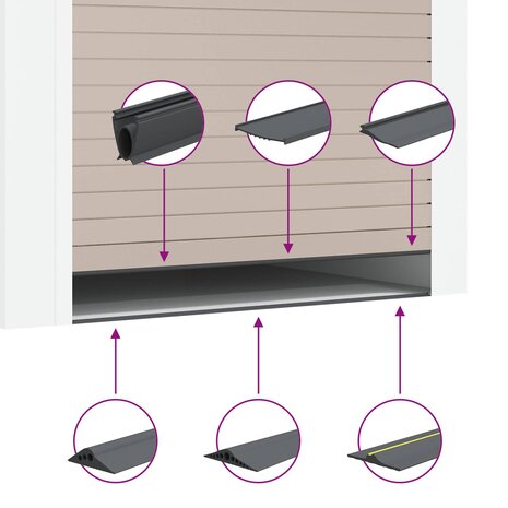 Drempelprofiel voor garagedeur Zwart 75 x 12 mm 5 m EPDM-rubber 6