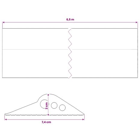 Drempelprofiel voor garagedeur 74 x 20 mm 6,5 m EPDM-rubber 8
