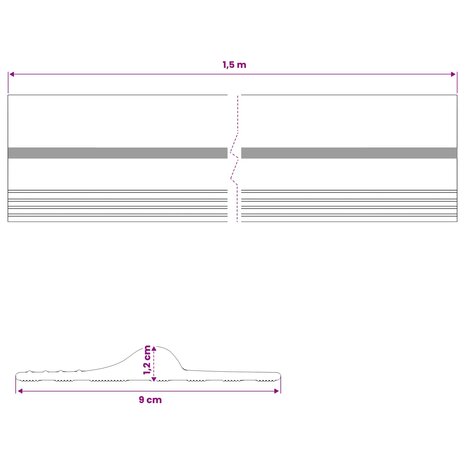 Drempelprofiel voor garagedeurZwart en Geel 12 x 90 mm 1,5 m PVC 8