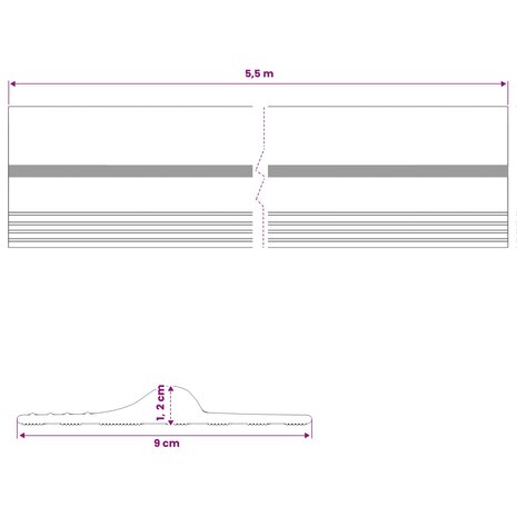 Drempelprofiel voor garagedeurZwart en Geel 12 x 90 mm 5,5 m PVC 8