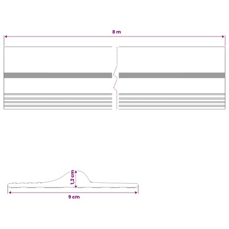 Drempelprofiel voor garagedeurZwart en Geel 12 x 90 mm 8 m PVC 8