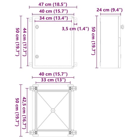 Groepenkast Grijs 47 x 24 x 50 cm ABS Kunststof 9