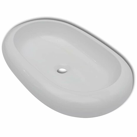Luxe keramische wasbak ovaal 63 x 42 cm (wit) 2