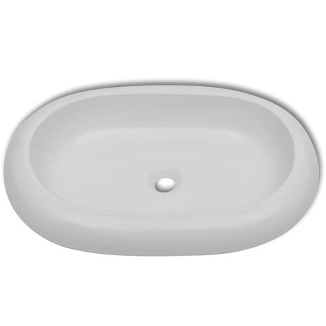 Luxe keramische wasbak ovaal 63 x 42 cm (wit) 4