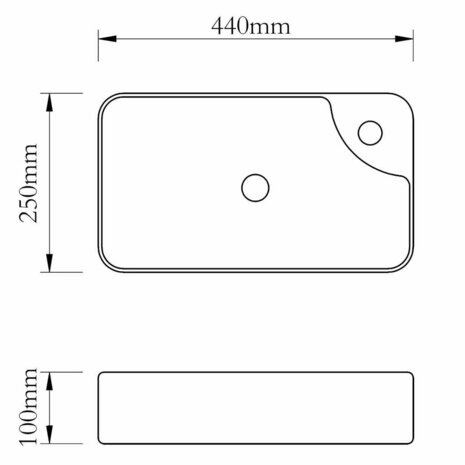 Wasbak met kraangat, keramiek, wit 5