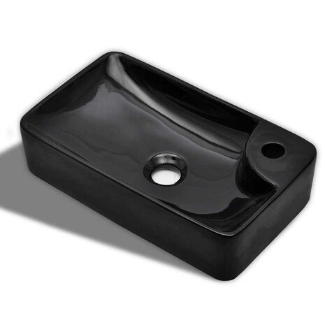 Wasbak met kraangat, keramiek, zwart 2