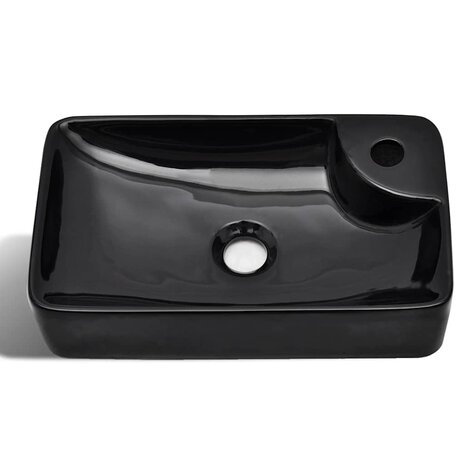 Wasbak met kraangat, keramiek, zwart 3