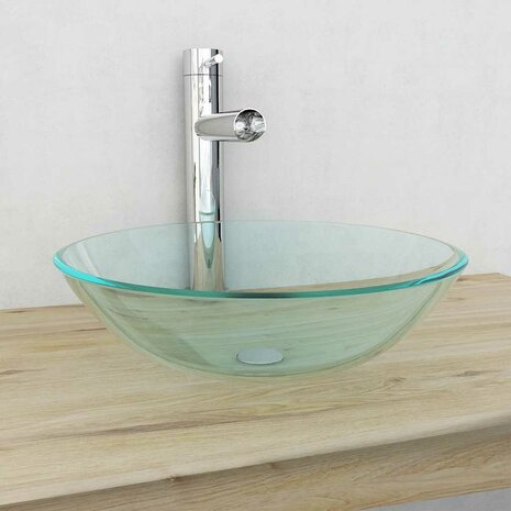 Wasbak gehard glas 42 cm transparant 1