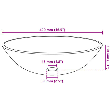 Wasbak gehard glas 42 cm transparant 4