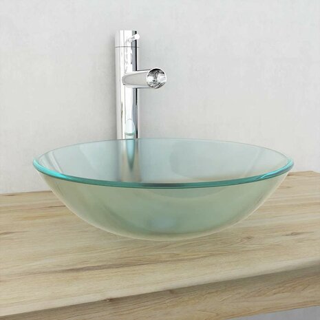 Wasbak gehard glas 42 cm matglas 1