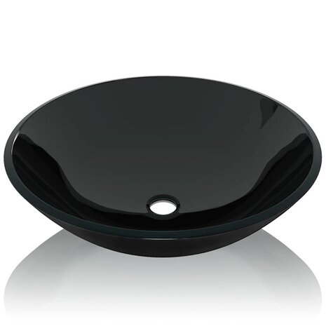 Wasbak gehard glas 42 cm zwart 3
