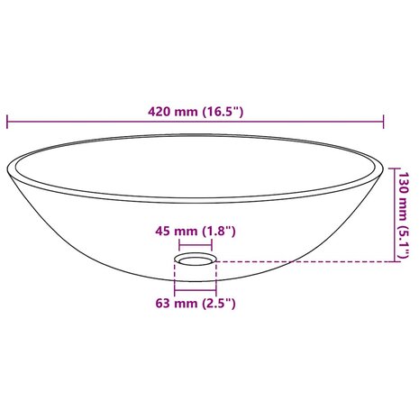 Wasbak gehard glas 42 cm bruin 4