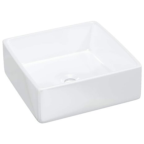 Wasbak 37x37x13 cm vierkant keramiek wit 2