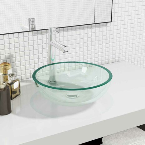 Wasbak 35x12 cm gehard glas transparant 1