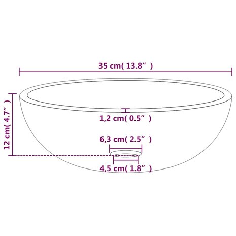 Wasbak 35x12 cm gehard glas mat 5