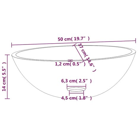Wasbak 50x37x14 cm glas zwart 7