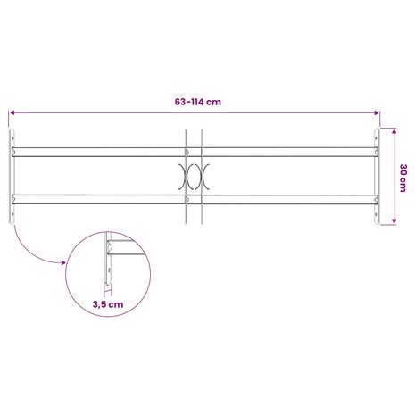 Raamhekwerk met 2 kruisregels 63-114 cm 6