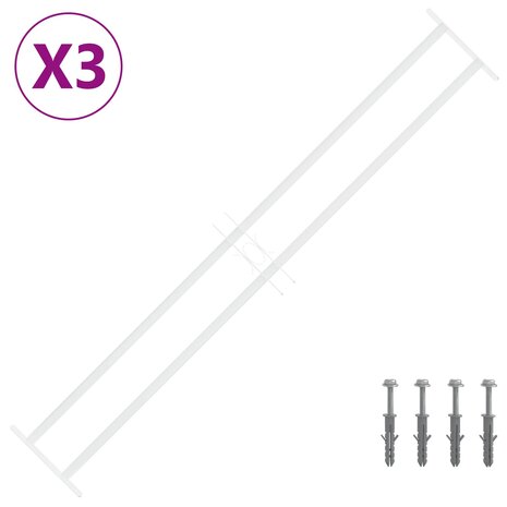 Raamhekwerk met 2 kruisregels 3 st 93-174 cm 2