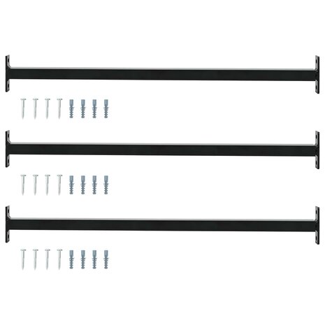 Verstelbare raamveiligheidsbalk 3 st 710 -1200 mm Staal Zwart 1