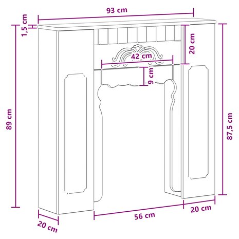Haardombouw Betongrijs 93 x 20 x 89 cm Bewerkt hout 9