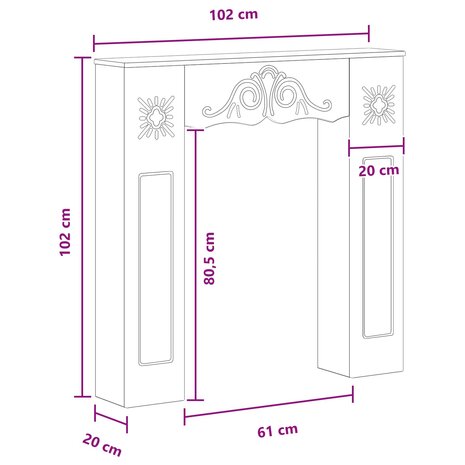 Haardombouw Hoogglans Wit 102 x 20 x 102 cm Bewerkt hout 9