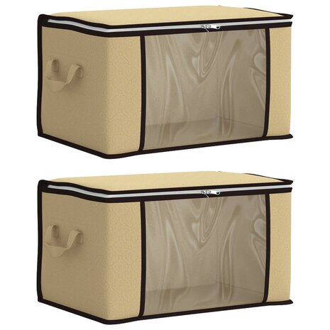 Opbergdoos met Transparante Zijraam 2 st Nonwoven stof 33,6 L 2