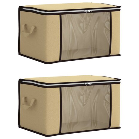 Opbergdoos met Transparante Zijraam 2 st Nonwoven stof 61,6 L 2