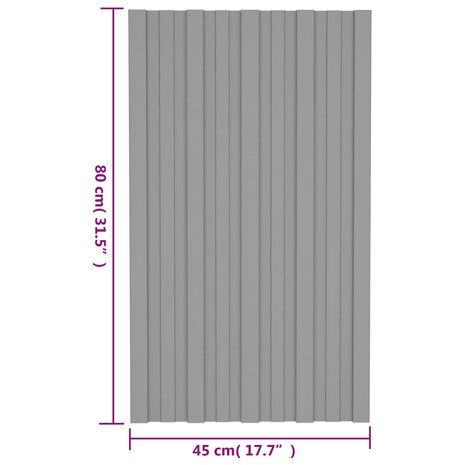 Dakpaneel 12 st Grijs 80 x 45 cm Verzinkt staal 5