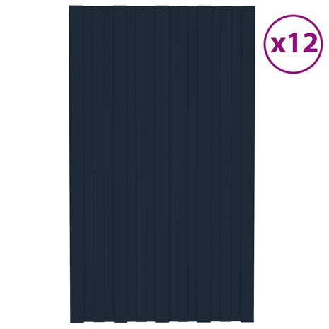 Dakpaneel 12 st Antraciet 80 x 45 cm Verzinkt staal 2