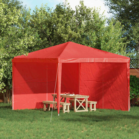 Partytent Zijwand 2 st 300 x 195 cm Rood PE en staal 1