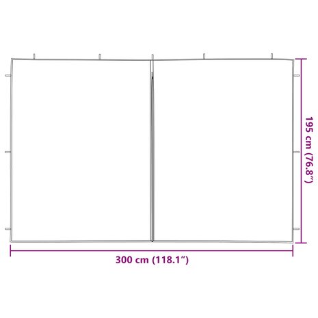 Partytent Zijwand 2 st 300 x 195 cm Rood PE en staal 6
