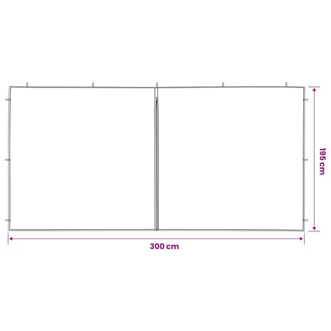 Partytent Zijwand 2 st 300 x 195 cm Lichtgrijs PE en staal 6