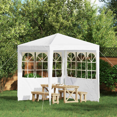 Partytent Zijwand 2 st 200 x 195 cm Wit PE en staal 1