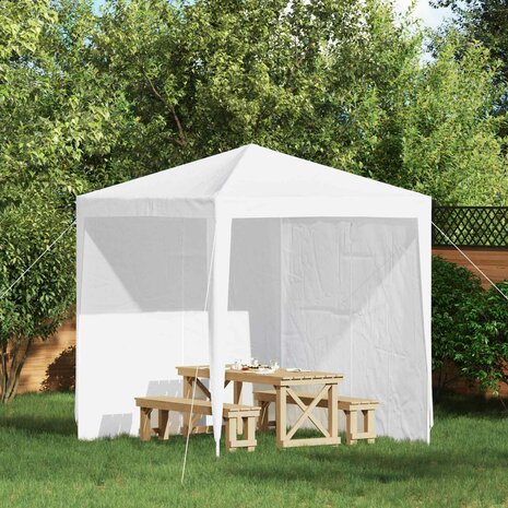 Partytent Zijwand 2 st 200 x 195 cm Wit PE en staal 1