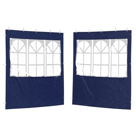 Partytent Zijwand 2 st 200 x 195 cm Blauw PE en staal 2