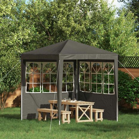 Partytent Zijwand 2 st 200 x 195 cm Antraciet PE en staal 1