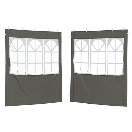 Partytent Zijwand 2 st 200 x 195 cm Antraciet PE en staal 2