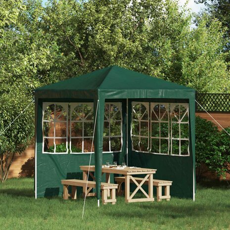 Partytent Zijwand 2 st 200 x 195 cm Groen PE en staal 1