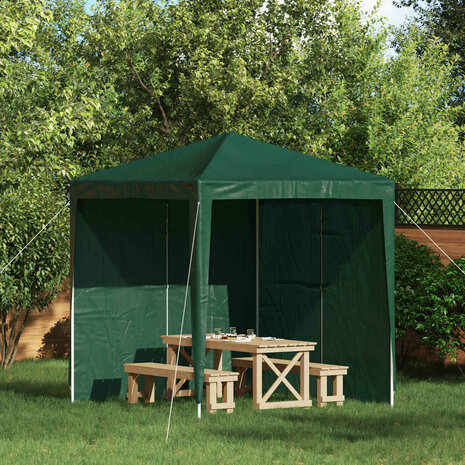 Partytent Zijwand 2 st 200 x 195 cm Groen PE en staal 1