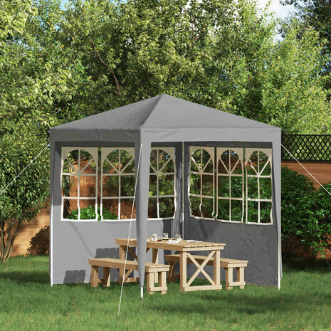 Partytent Zijwand 2 st 200 x 195 cm Lichtgrijs PE en staal 1
