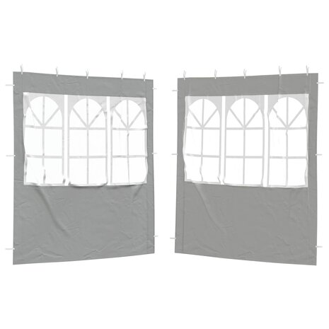 Partytent Zijwand 2 st 200 x 195 cm Lichtgrijs PE en staal 2