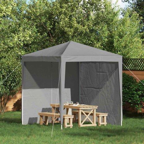 Partytent Zijwand 2 st 200 x 195 cm Lichtgrijs PE en staal 1