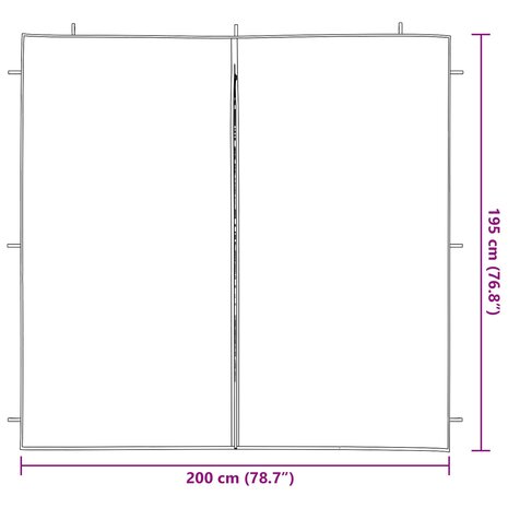 Partytent Zijwand 2 st 200 x 195 cm Lichtgrijs PE en staal 6