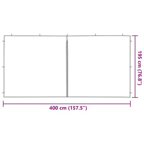 Partytent Zijwand 2 st 400 x 195 cm Wit PE en staal 6