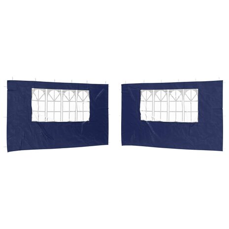 Partytent Zijwand 2 st 400 x 195 cm Blauw PE en staal 2
