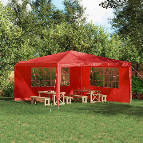 Partytent Zijwand 2 st 400 x 195 cm Rood PE en staal 1